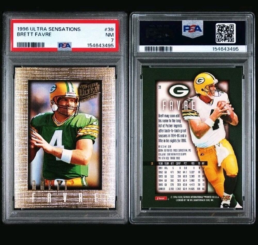 1996 Fleer Ultra Sensations Brett Favre GOLD Card #39 Graded PSA 7 NM Packers